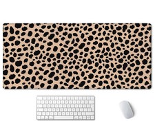 Leopard Print Cute Desk Mat Extra Large Rubber Mousepad 35.5x15.7 Inch Gaming