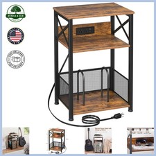 Record Player Stand with Charging Station and Large Storage for Vinyl Albums