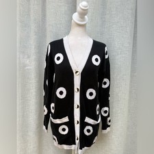 Escada by Margaretha Ley black white circles cardigan