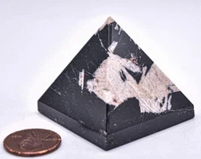 40mm Black Tourmaline w/ Feldspar Pyramid Polished Natural Crystal Mineral Afrca