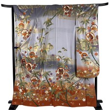 JAPANESE KIMONO FURISODE LIGHT PURPLE 166cm 5 ft 5 in PURE SILK B2498