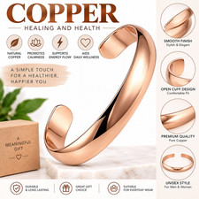 Solid Copper 12mm Dome Cuff Pure Copper Arthritis Therapy Heavy 50gr. Bracelet