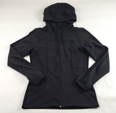 Albion Full Zip Hooded Jacket Womens Small Black Active Lightweight Jacket