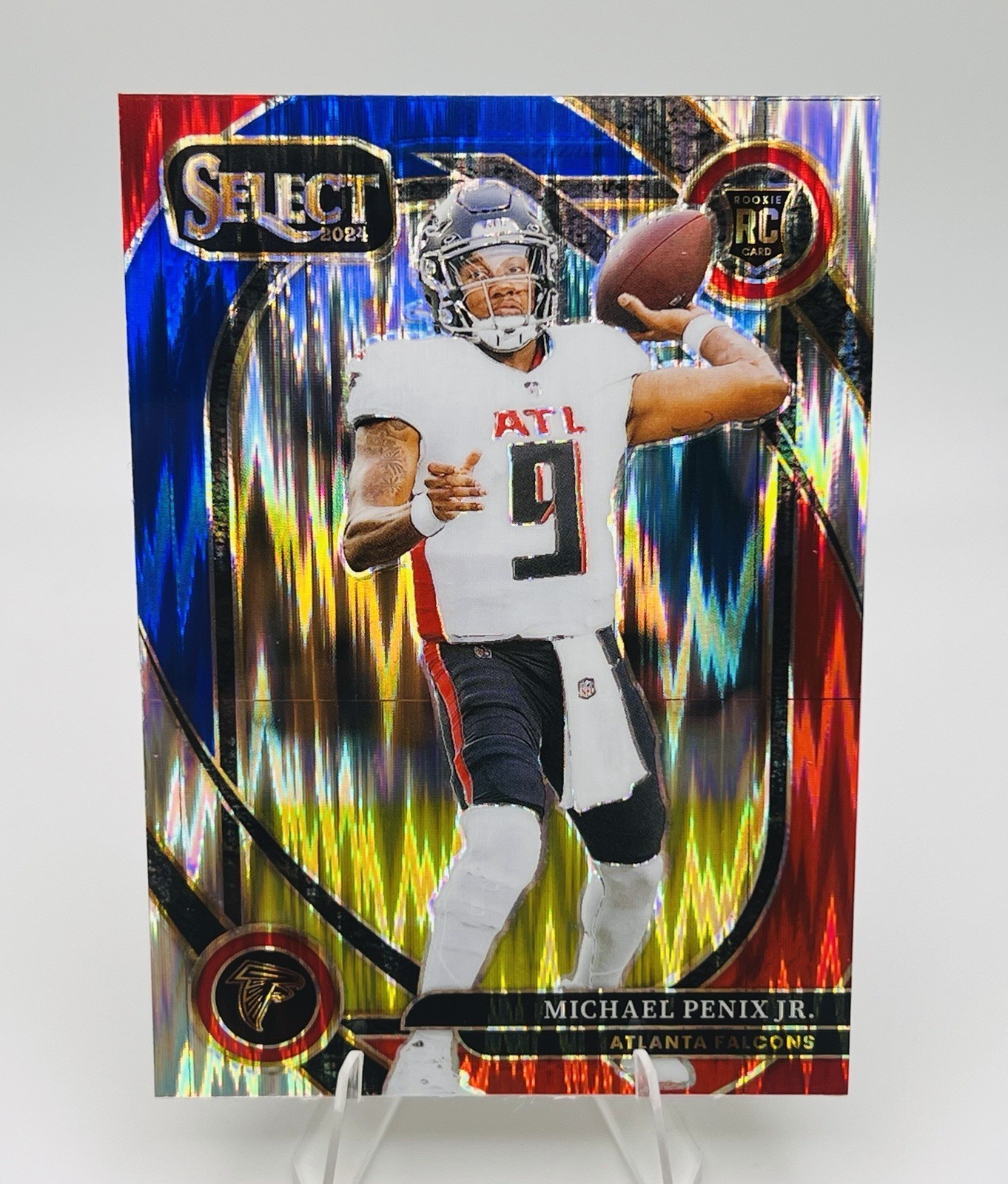 2024 Panini Select - Club Level Michael Penix Jr. #235 Red & Blue Shock Prizm RC