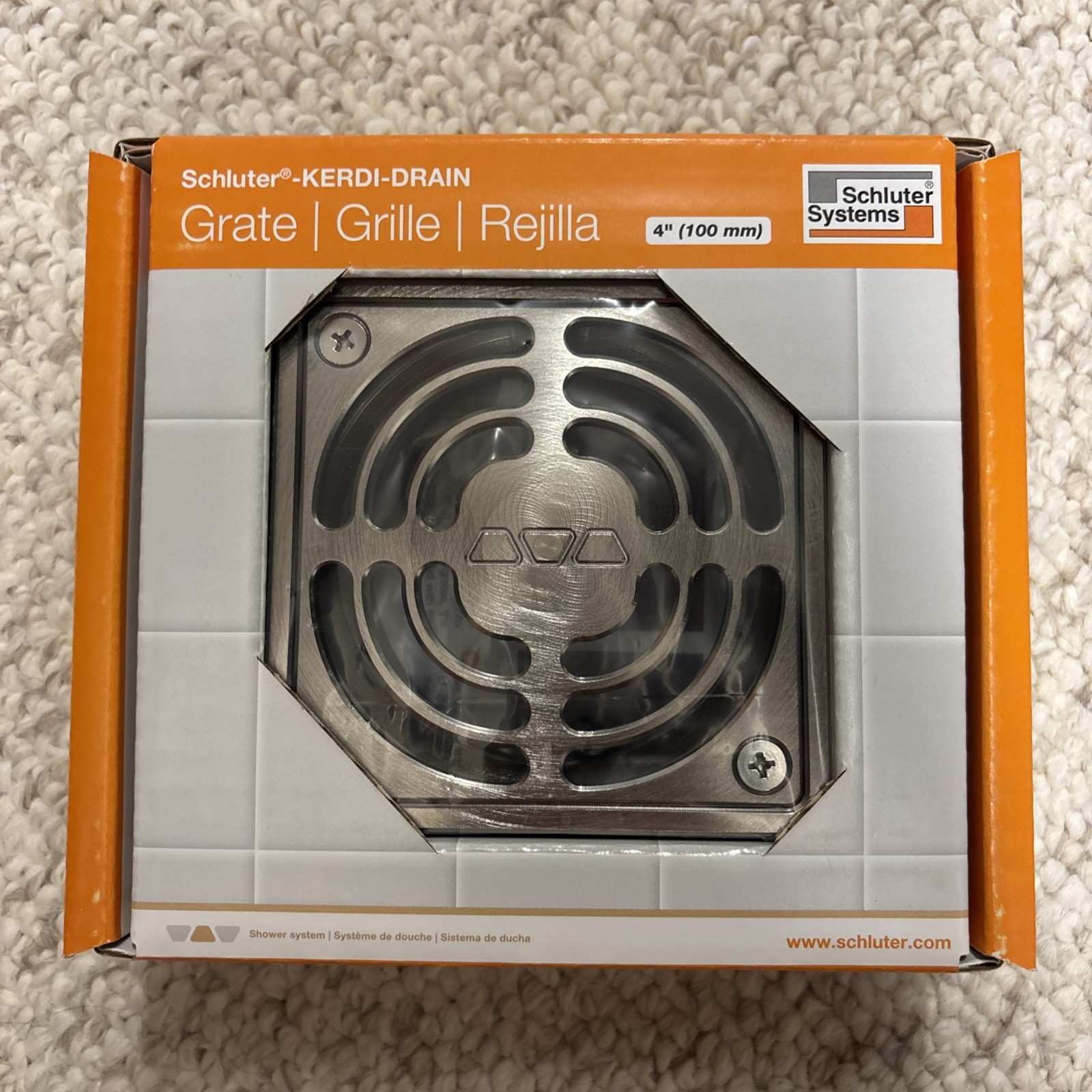 Schluter Kerdi-Drain Tile Shower Grate Kit 4&Quot; Brushed Nickel Kd4Grkatgb