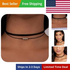 Black Necklaces for Women, Adjustable Layered Velvet Leather Lace Collar Necklac