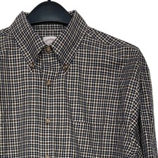 Brooks Brothers Plaid NON IRON Button Down Mens Large L Cotton Shirt Check Brown