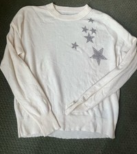 zadig voltaire gaby strass ivory wool cashmere sweater stars small
