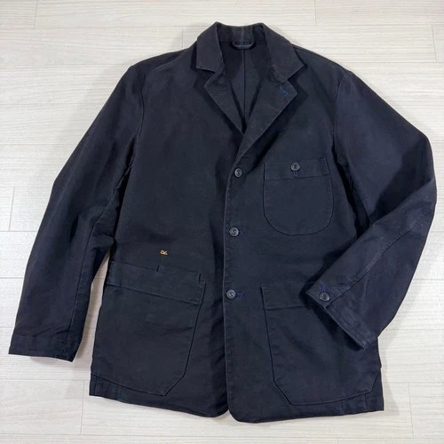 45rpm 45R Men's Tailored Work Jacket Navy Cotton Stretch R Embroidery Size L - product listing photo