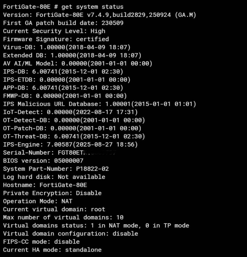 Fortinet FortiGate 80E Firewall v7.4.9 License Expired Tested