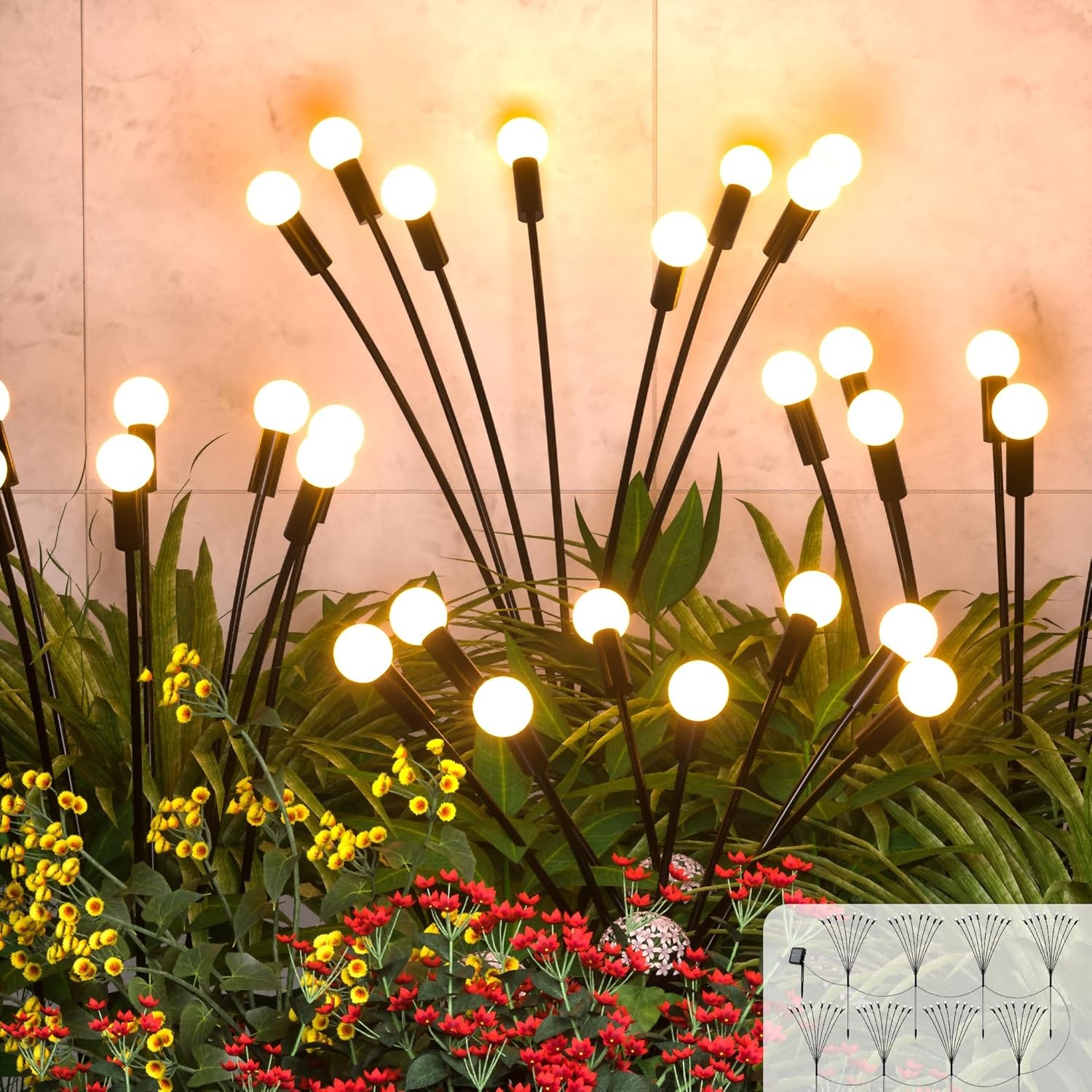 Солнечные светодиодные садовые фонари Msqlnde 8 упаковок уличных водонепроницаемых светильников - ЧЕРНЫЙ 6190₽