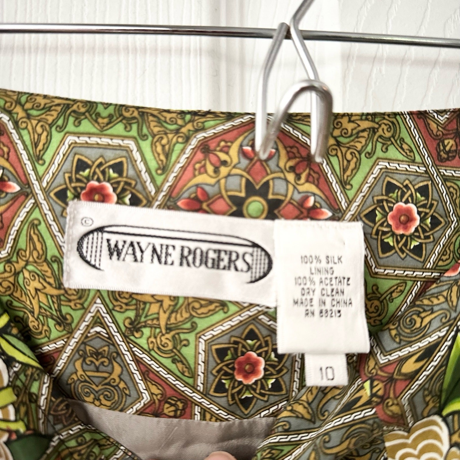 Wayne Rogers Vintage Silk Green Graphic Leopard Floral True Wrap Short Skirt 10 image 6