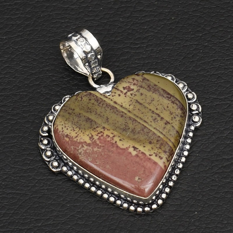 Jasper Gemstone Ethnic Handmade Heart Pendant Jewelry Gift 1.84" AP-36917