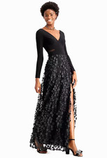 Xscape Melrose Cut Out Flower Gown Dress Sz 4 $269 black *1490