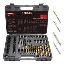 53Pcs Easy Out Screw Extractor Set with Left Hand Drill Bit, Bolt Extractor K...