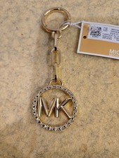 Michael Kors MK Circle Pave Key Charm  NWT Handbag Purse Goldtone Keyring