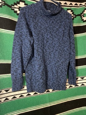 L L Bean Funnelneck Pullover Cotton Ragg Sweater Blue Size XL