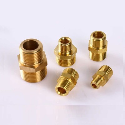 Messing Gewindefitting 1/8''-5/8'' , M5-M24 Doppelnippel Verschra BSP zu Metrik