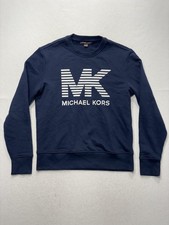 Michael Kors Sweatshirt Mens Small Blue Fleece Crew Neck MK Logo Pullover