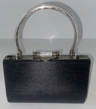 Unbranded  Evening Bag Black  Silver  Sparkly Handle Latch  Zipper  Pocket