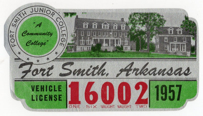 1950s - Fort Smith Arkansas Junior College License Parking Decal - XL2P