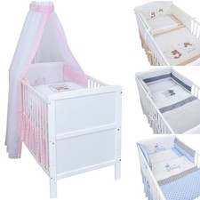 Babybett Kinderbett Juniorbett umbaubar Weiß 140x70 Bettset 13-tlg Komplett Set