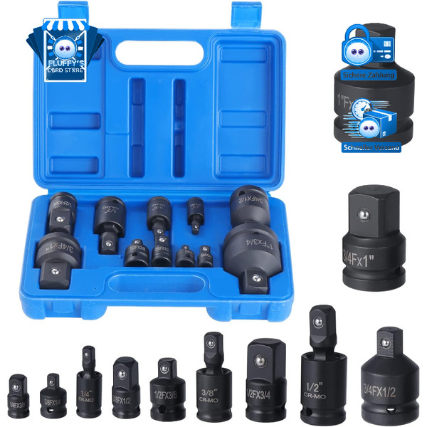 "Stecknuss Adapter Set 11-Teilig FüR Schlagschrauber 1/4\" Bis 3/4\""-image