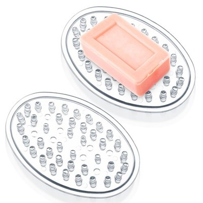 Plastic Soap Dish 2 Pack Clear Soap Dish for Bar Soap with Holes Soap Savers ...