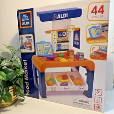 Aldi 44 Piece Kids Food Grocery Store Market Play Pretend Checkout Kitchen NEW 
