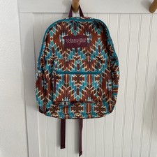 Wrangler Aztec Geometric Pattern Printed Backpack Blue School Travel Bag NEW