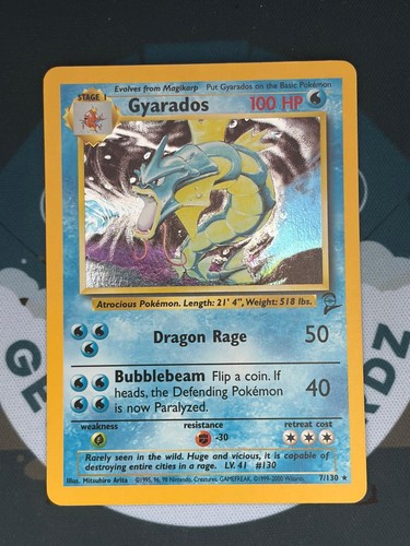 Pokemon TCG Gyarados 7/130 Holo Rare Base Set 2 Lightly Played