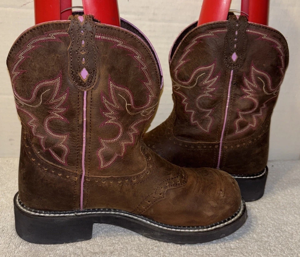 Botas de Vaquero Justin Gypsy Mujer Trabajo Talla 9B Marrón/Rosa Puntera de Acero Estilo WKL9980 Foto 3 de 4