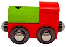 Wooden Magnetic Train Engine Red Green Brio Thomas Railway Compatible