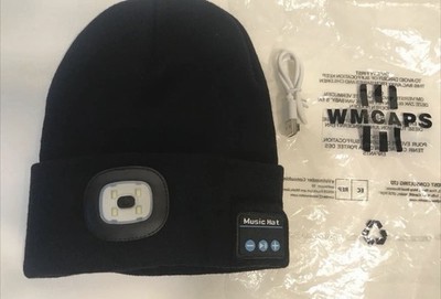 WMCAPS Bluetooth Music Warm Beanie Hat Wireless Cap Headset Headphone Light Blk