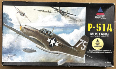 P-51A Mustang 1/48 Accurate Miniatures 3402 First Production Kit!!!