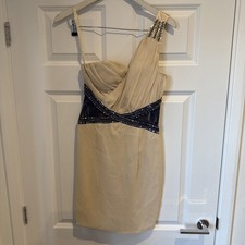 Little Mistress Women’s Cream One Shoulder Mini Dress Occasional Size 8
