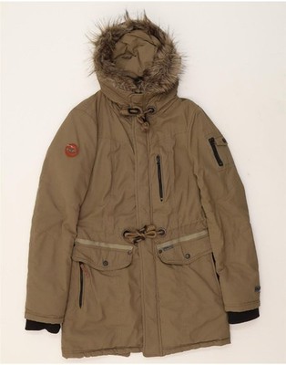 KHUJO Mens Hooded Parka Jacket UK 36 Small Khaki DR40
