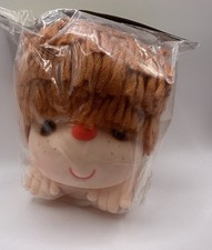 Vintage Fibre - Craft Doll Head w/Hands 4.25" Reddish Brown Hair