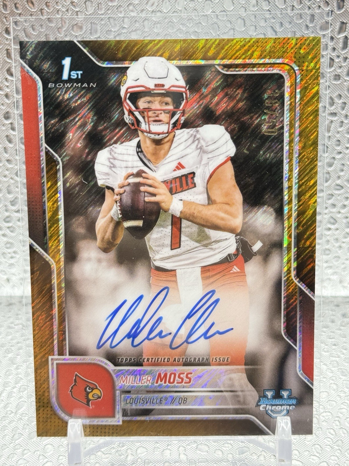 2025 Bowman U Chrome Miller Moss 1st Bowman Gold Shimmer Auto /50 Louisville