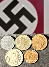 5 coins 1942E 1 REICHSPFENNIG 1945 Lincoln 1928 Buffalo 1894 Indian 1950D Pf A-9