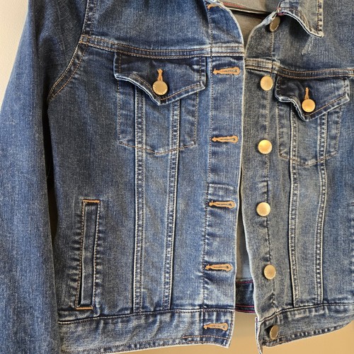 Calvin Klein Jeans Girls' Denim Jacket Size XL 16 Distressed Medium Blue Pockets - Picture 3 of 15