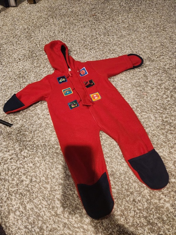 Vintage CC Baby Boys 6-9 Months Colorblock Construction Romper Embroidered
