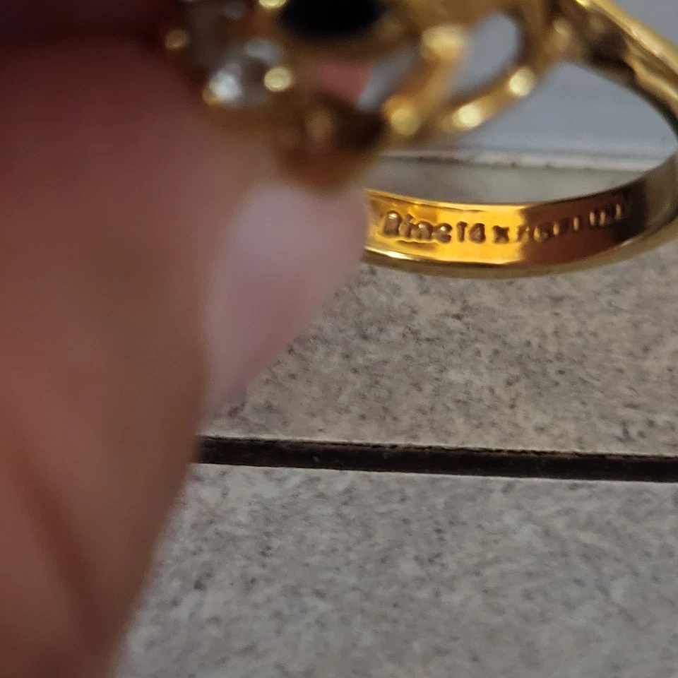 Anillo 14k hgf con zafiro y diamantes 9 cz Foto 3 de 3