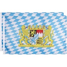 2 Bavarian Oktoberfest Flag, German Decor, w/Flag Pole Metal Grommets, 59" x 35"