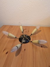 Sputnik Deckenlampe 1950 Spinnen Leuchte Midcentury Beige Vintage 