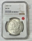 1884 S NGC AU 50 MORGAN DOLLAR  NICE SEMI KEY DATE