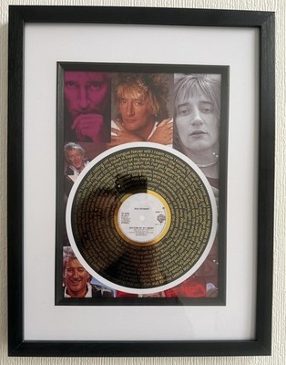 Framed Gold Foiled Art Print Record Lyrics Rod Stewart - Rhythm Of My Heart