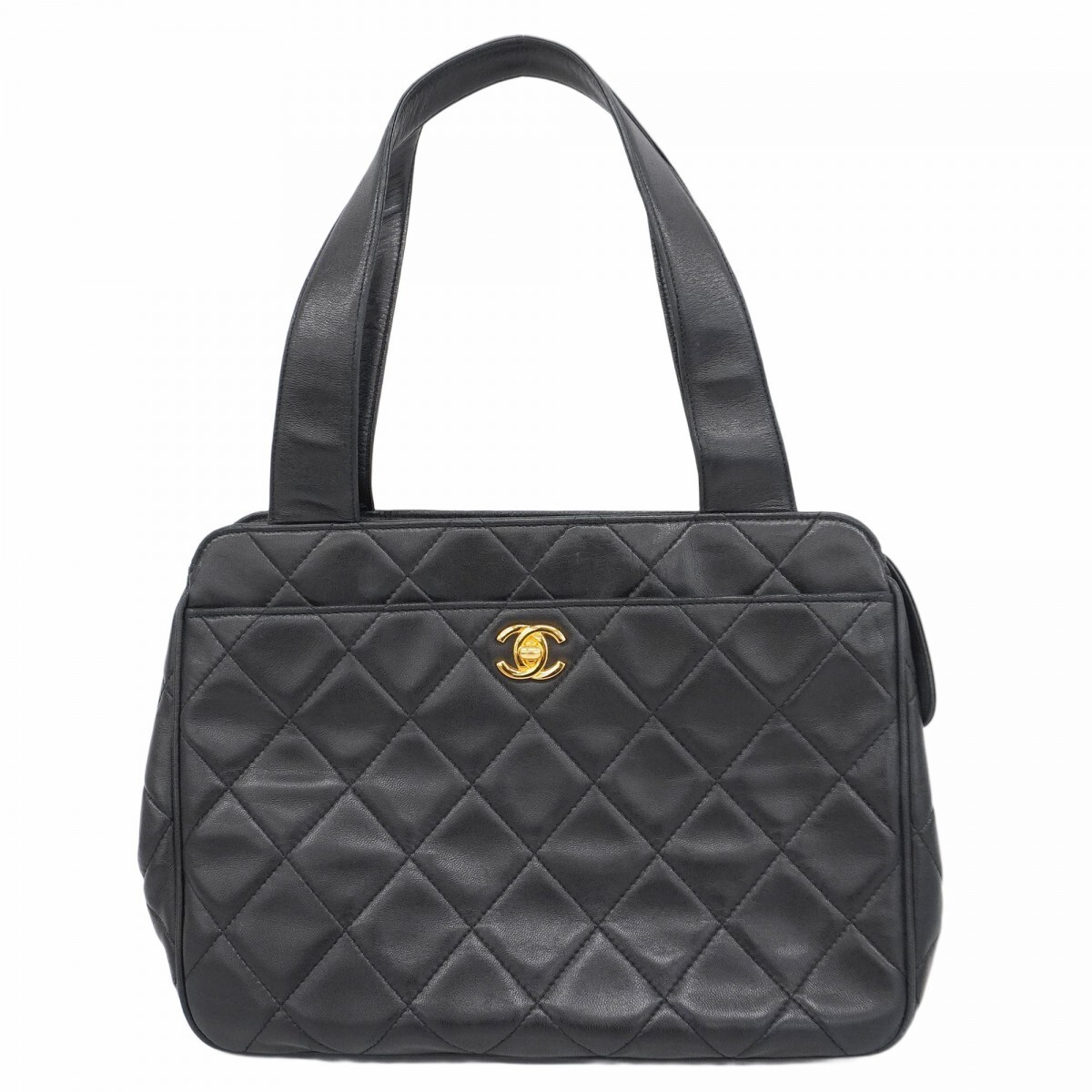 CHANEL Black Lambskin Matelass Handbag with Gold Hardware