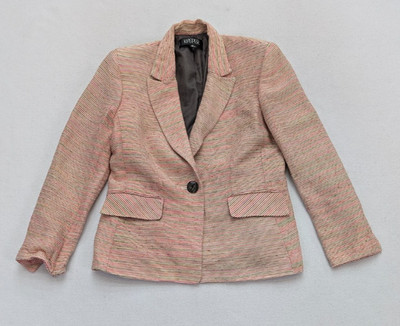 Kasper Women's Blazer Jacker Size 6P Orange Green Pink Striped Business Career