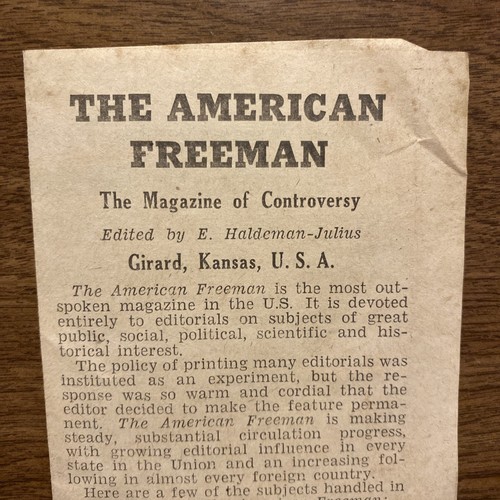 Publicidad De Colección “The American Freeman” Revista de Controversia Anuncio Suscripción - Imagen 2 de 16